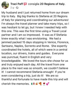 Tracy P. review - 20 Regions of Italy - All Rights Reserved